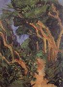 Ernst Ludwig Kirchner Fehmarn Landscape-forest path Sweden oil painting artist